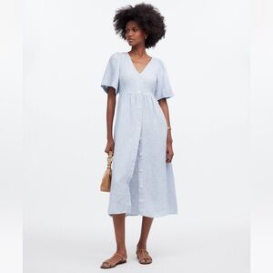 *NWT! Madewell Button-Front Linen Midi Dress